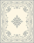 Ornate Cream Gray Floral Border Rug