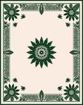 Dark Green Floral Border Medallion Rug