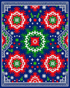 Rich Cobalt Red Green Starburst Rug