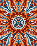Vibrant Ochre Teal Sunburst Mandala Rug