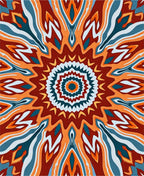Vibrant Ochre Teal Sunburst Mandala Rug