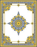 Golden Gray Mandala Border Medallion Rug