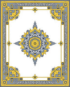 Golden Gray Mandala Border Medallion Rug