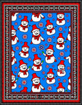 Blue Snowman Festive Holiday Scene Rug