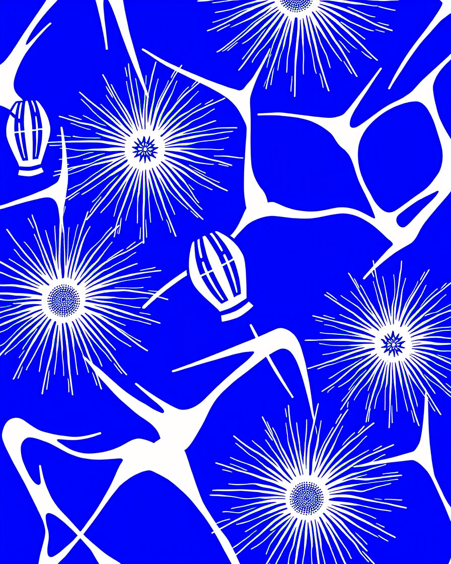 Bold Azure Starburst Botanical Blend Rug
