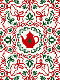 Red Green Teapot Scrollwork RepeatingRug Rug