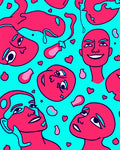 Cool Tones Abstract Faces Hearts Rug