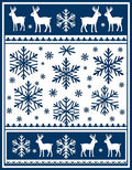 Winter Scenes Deep Blue Snowflake Deer Rug