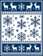 Winter Scenes Deep Blue Snowflake Deer Rug