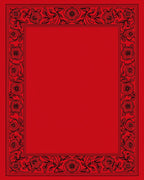 Bold Crimson Rose Garden Border Rug