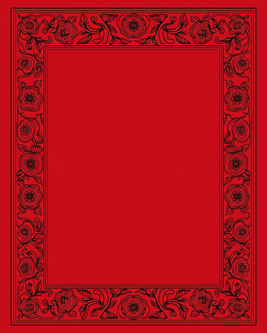Bold Crimson Rose Garden Border Rug