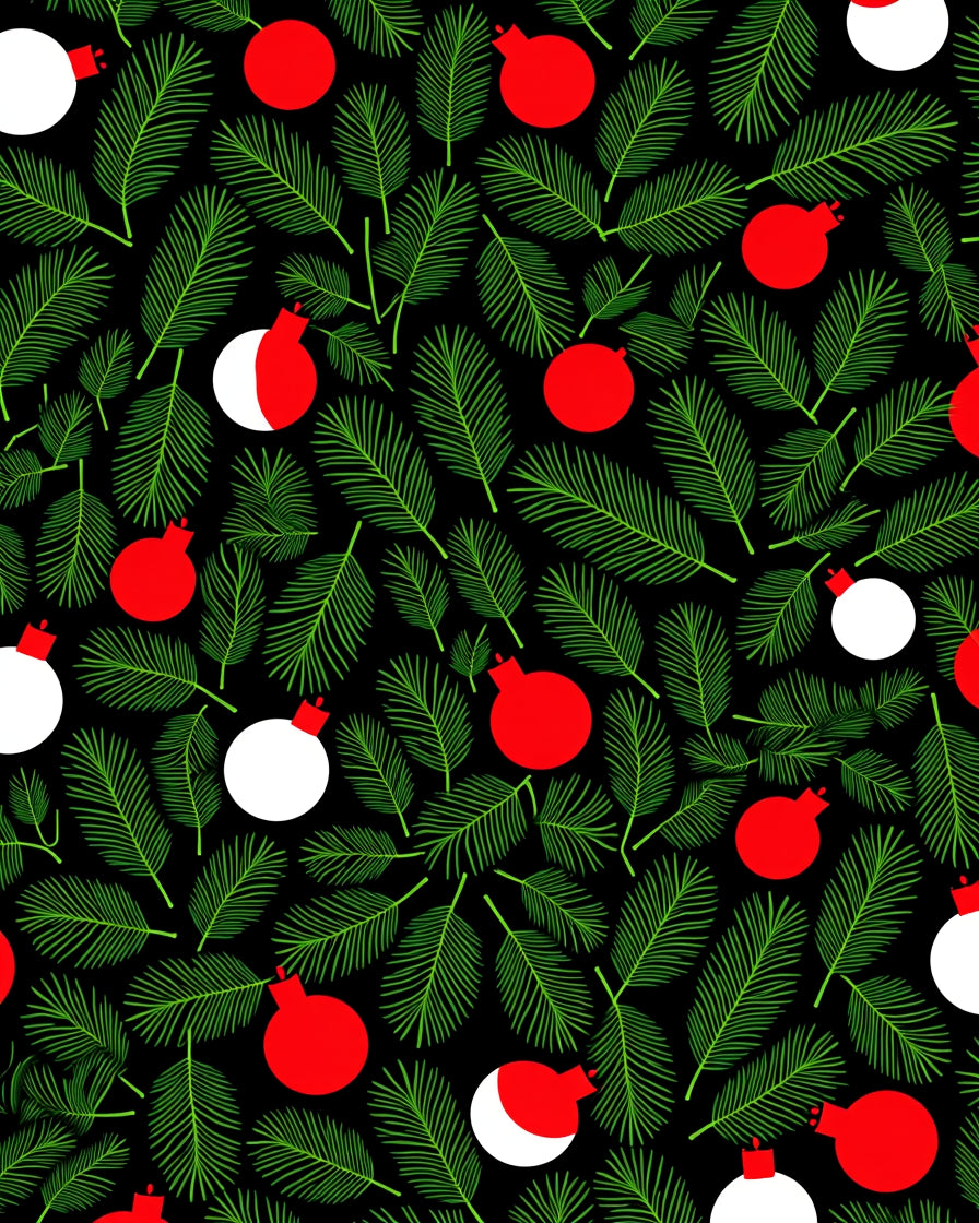 Festive Green Pine Bauble Arrangement Rug