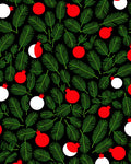 Festive Green Pine Bauble Arrangement Rug
