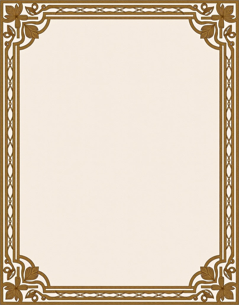 Elegant Gold Floral Corner Border Rug