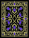Black Violet Gold Floral Scroll Rug