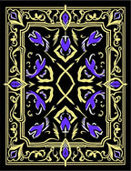 Black Violet Gold Floral Scroll Rug