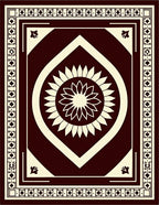 Deep Burgundy Floral Diamond Medallion Rug