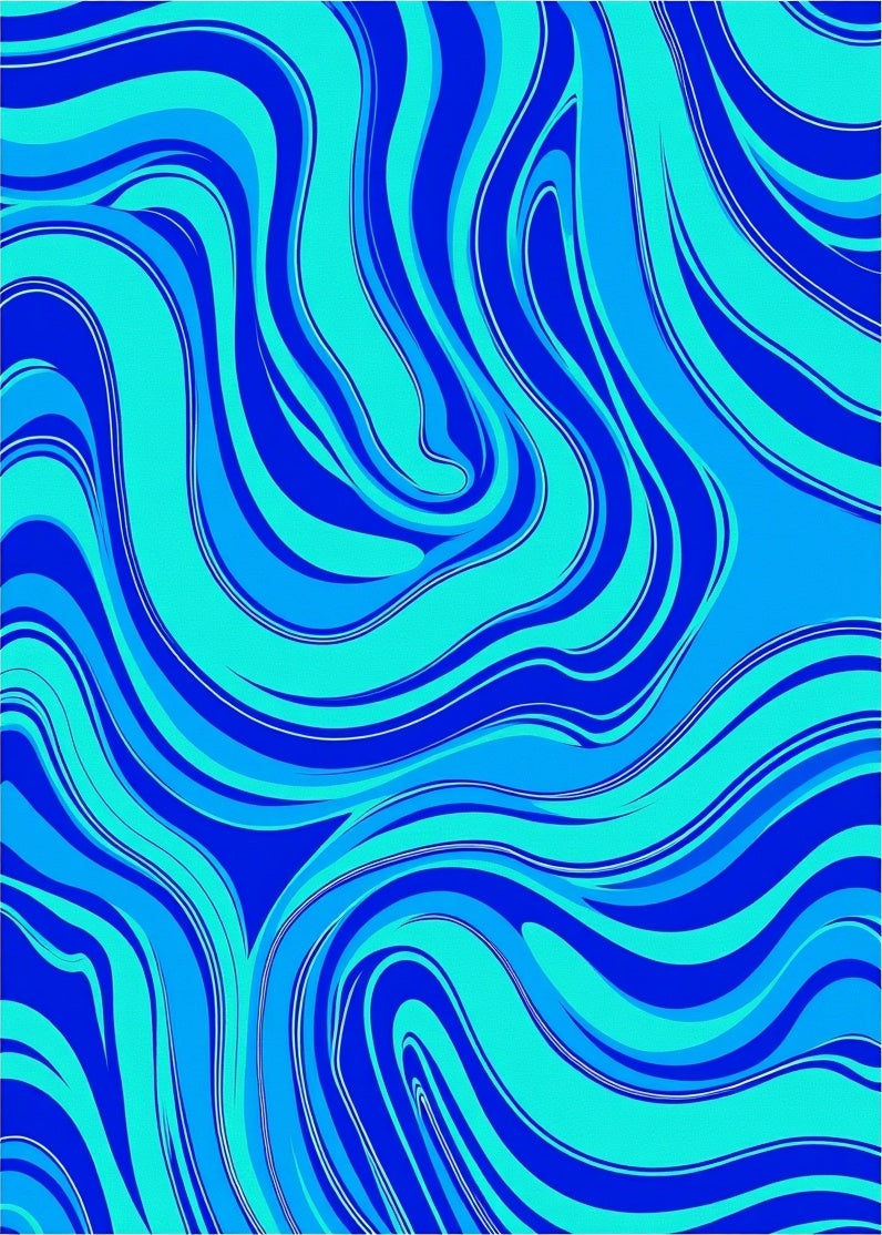 Oceanic Blue Swirl Abstract Rug