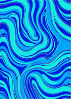 Oceanic Blue Swirl Abstract Rug