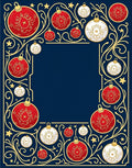 Crimson Gold Ornate Holiday Bauble Rug