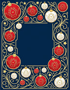 Crimson Gold Ornate Holiday Bauble Rug