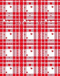 Red White Heart Plaid Collection Rug