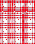 Red White Heart Plaid Collection Rug