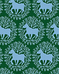 Light Blue Horse Green Floral Tableau Rug