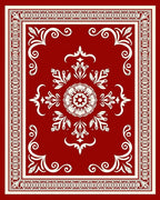 Classic Red Floral Scrollwork Rug