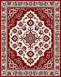 Vintage Crimson Floral Medallion Rug