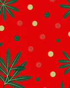 Crimson Red Fern Medallion Scatter Rug