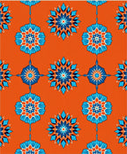 Vibrant Orange Blue Medallion Rug