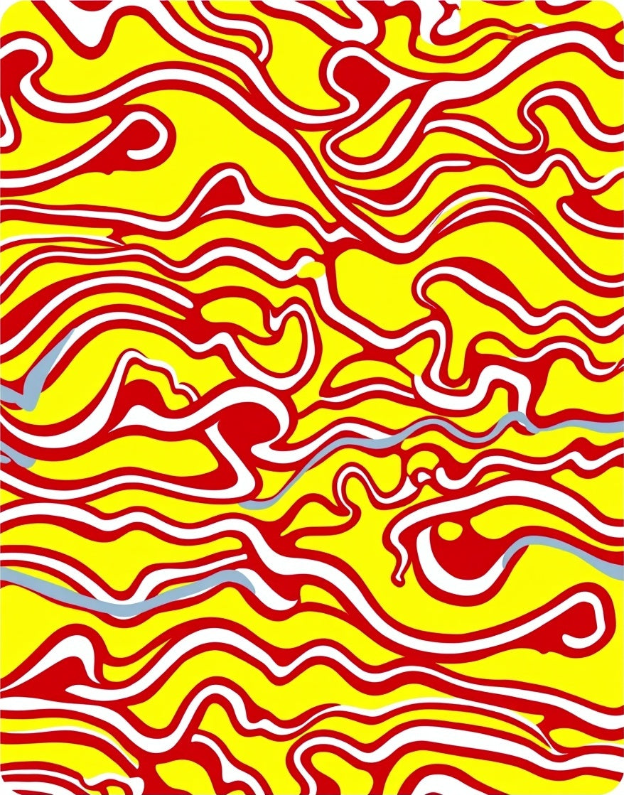 Bold Red Yellow Swirls Rug