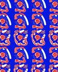 Red and White Abstract Tribal Figures Rug