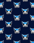 Modern Blue Feline Face Repeat Rug