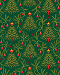 Green Red Gold Christmas Tree Garland Rug