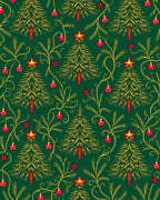 Green Red Gold Christmas Tree Garland Rug