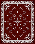 Deep Red Heart Scatter Border Rug