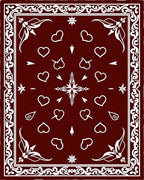 Deep Red Heart Scatter Border Rug
