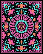 Vibrant Pink Teal Mandala Harmony Rug
