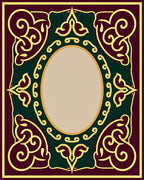 Rich Burgundy Golden Swirl Oval Rug