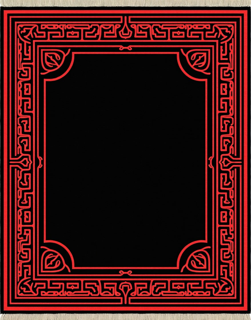 Bold Red Geometric Frame Rug