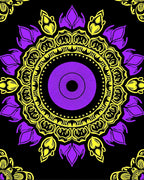 Vibrant Purple Yellow Mandala Art Rug
