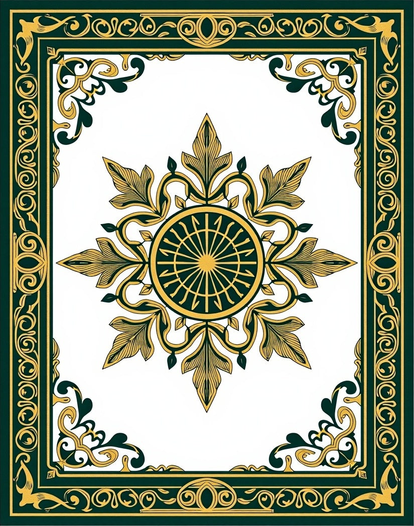 Emerald Gold Center Star Border Rug