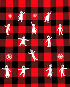 Red Black Buffalo Plaid Figures Snowflakes Rug