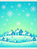 Snowflake Snow Covered Village Scene Rug