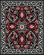 Bold Red Black Paisley Medallion Rug