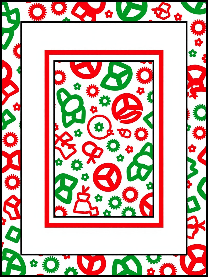 Bold Red Green Abstract Icons Rug