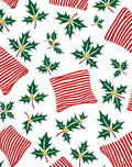 Red White Striped Holly Sprigs Rug