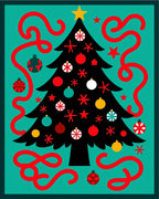 Retro Christmas Tree Red Ribbon Festive Rug